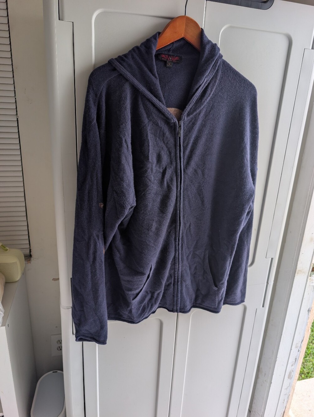 Men's Raw Navy Zip-Up Hoodie Sweater